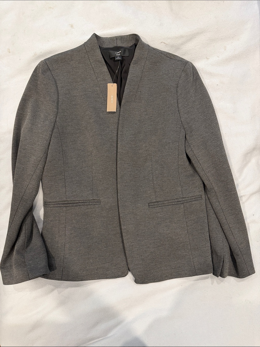 J. Crew Gray Collarless Open-Front Blazer